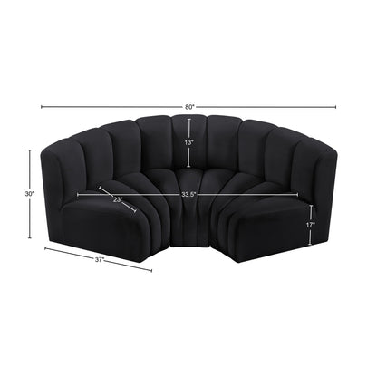 Zara Black Velvet Modular Sofa S3C