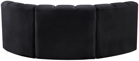 Briar Black 80 Velvet Upholstered Modular Sectional, 3-Piece