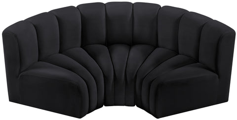 Briar Black 80 Velvet Upholstered Modular Sectional, 3-Piece
