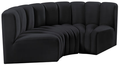 Zara Black Velvet Modular Sofa S3C