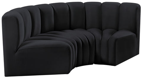 Briar Black 80 Velvet Upholstered Modular Sectional, 3-Piece