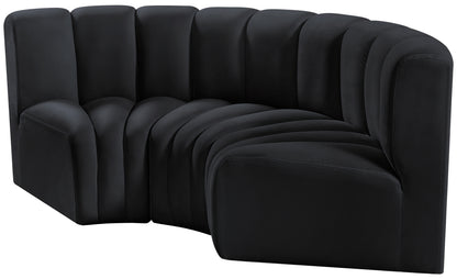 Zara Black Velvet Modular Sofa S3C