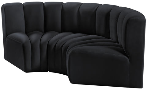 Briar Black 80 Velvet Upholstered Modular Sectional, 3-Piece