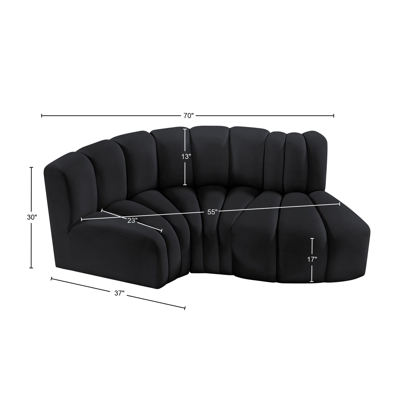 zara black velvet modular sofa s3d