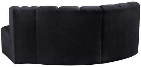 Briar Black 70 Velvet Upholstered Modular Sectional, 3-Piece