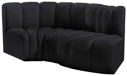 Zara Black Velvet Modular Sofa S3D