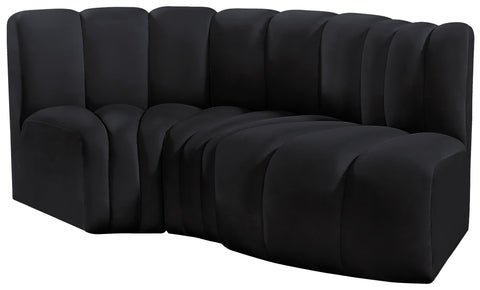 Briar Black 70 Velvet Upholstered Modular Sectional, 3-Piece
