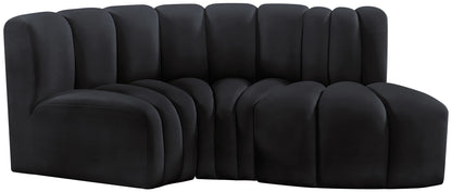 Zara Black Velvet Modular Sofa S3D