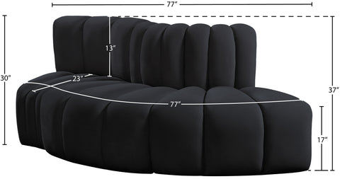 Briar Black 77 Velvet Upholstered Modular Sectional, 3-Piece