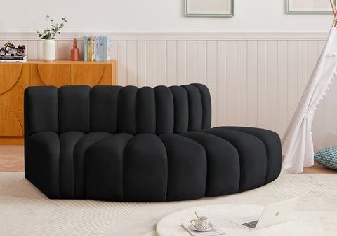 Briar Black 77 Velvet Upholstered Modular Sectional, 3-Piece