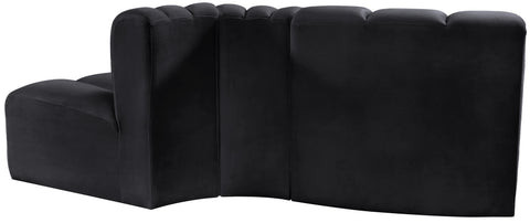 Briar Black 77 Velvet Upholstered Modular Sectional, 3-Piece