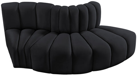 Briar Black 77 Velvet Upholstered Modular Sectional, 3-Piece