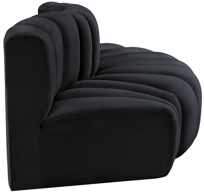 Zara Black Velvet Modular Sofa S3E