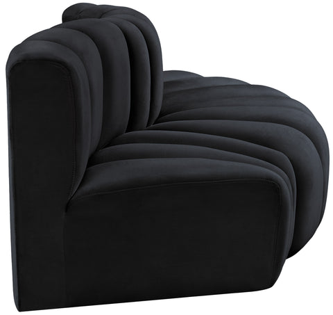 Briar Black 77 Velvet Upholstered Modular Sectional, 3-Piece