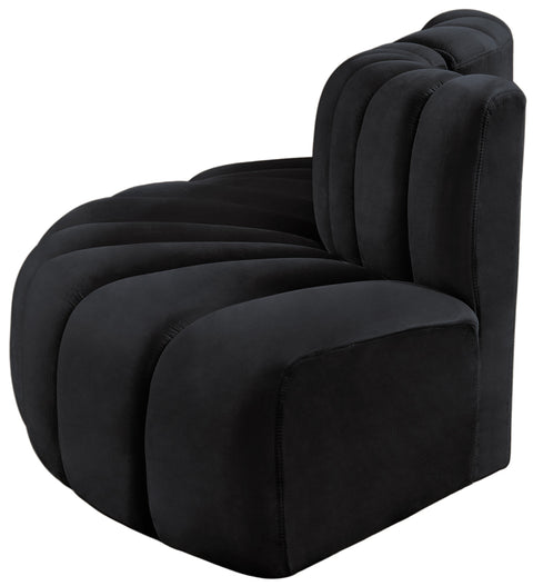 Briar Black 77 Velvet Upholstered Modular Sectional, 3-Piece
