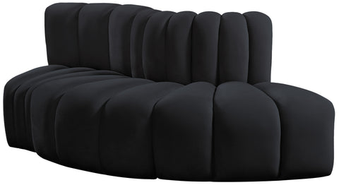 Briar Black 77 Velvet Upholstered Modular Sectional, 3-Piece