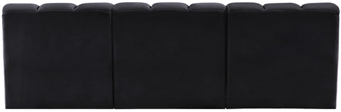 Briar Black 89.5 Velvet Upholstered Modular Sectional, 3-Piece