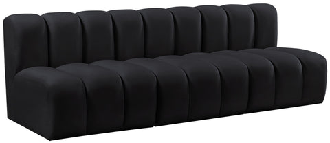 Briar Black 89.5 Velvet Upholstered Modular Sectional, 3-Piece