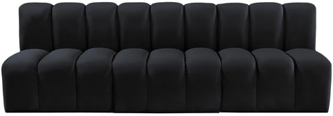 Briar Black 89.5 Velvet Upholstered Modular Sectional, 3-Piece