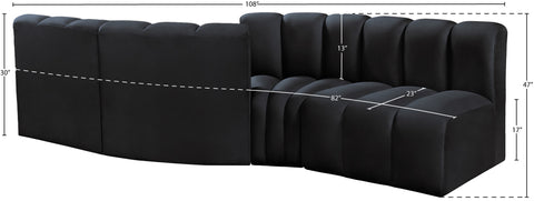 Briar Black 108 Velvet Upholstered Modular Sectional, 4-Piece