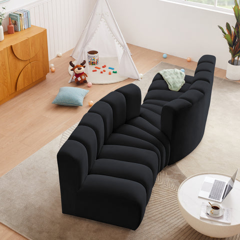 Briar Black 108 Velvet Upholstered Modular Sectional, 4-Piece