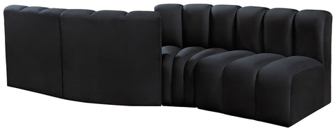 Briar Black 108 Velvet Upholstered Modular Sectional, 4-Piece