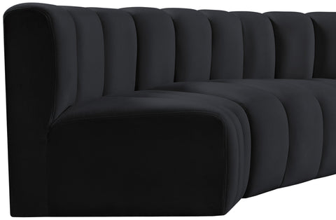 Briar Black 108 Velvet Upholstered Modular Sectional, 4-Piece