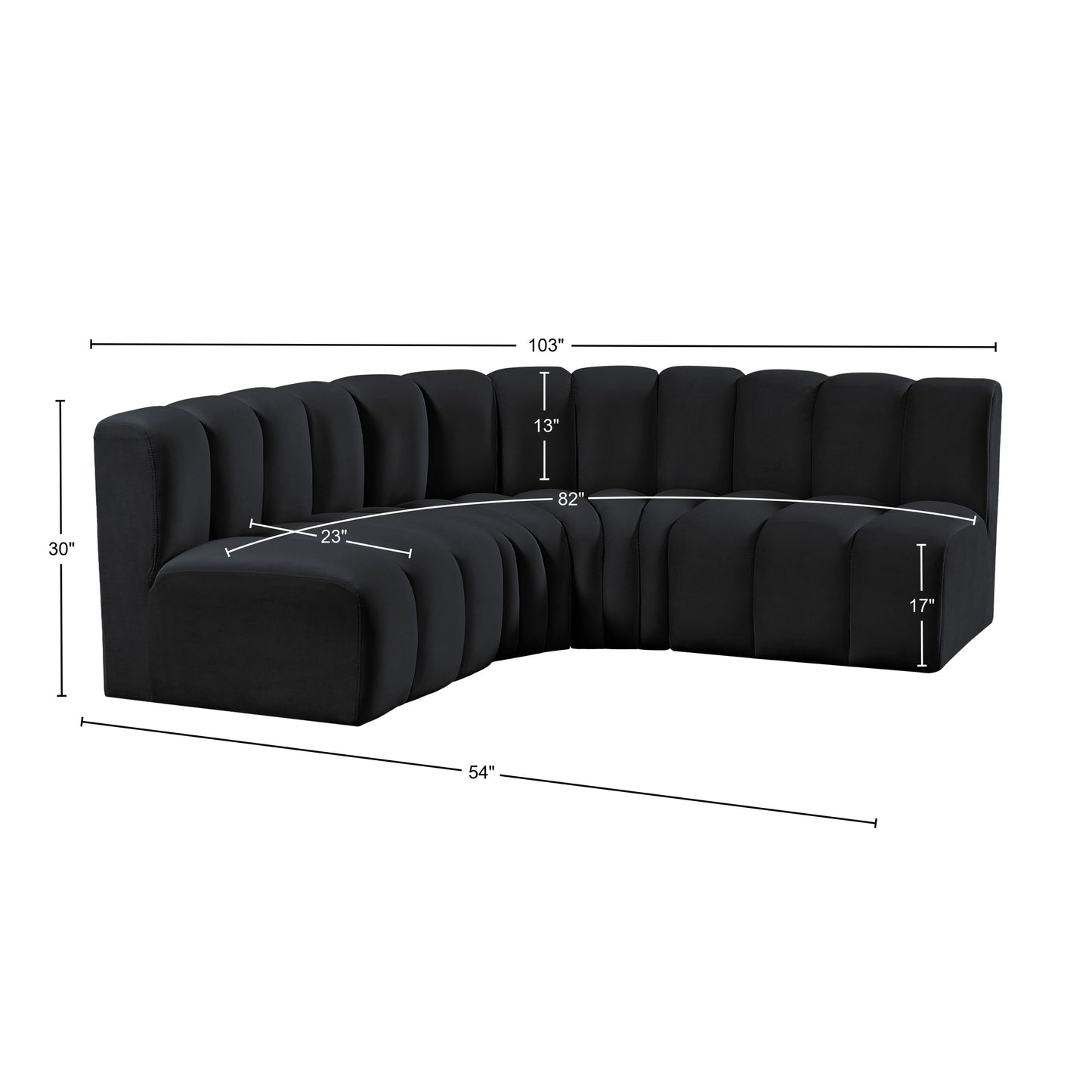 zara black velvet modular sofa s4b