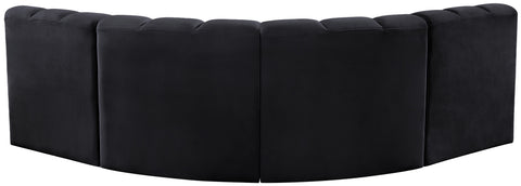 Briar Black 103 Velvet Upholstered Modular Sectional, 4-Piece