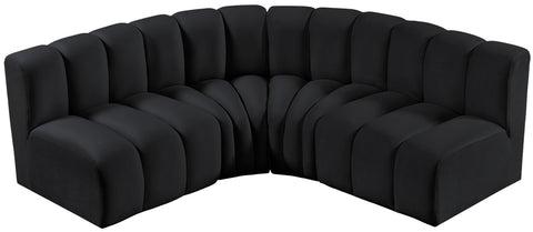 Briar Black 103 Velvet Upholstered Modular Sectional, 4-Piece