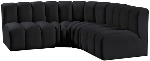 Briar Black 103 Velvet Upholstered Modular Sectional, 4-Piece