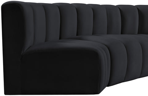 Briar Black 103 Velvet Upholstered Modular Sectional, 4-Piece