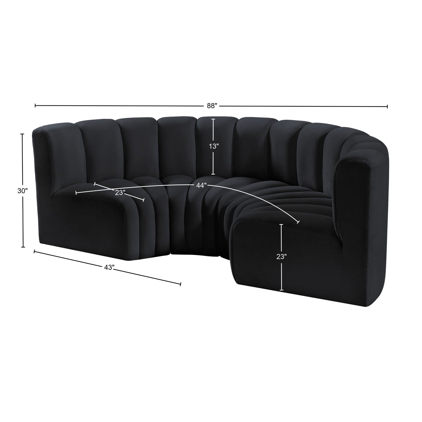 zara black velvet modular sofa s4c