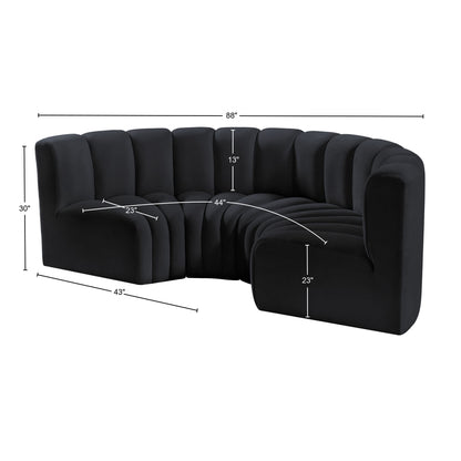 Zara Black Velvet Modular Sofa S4C