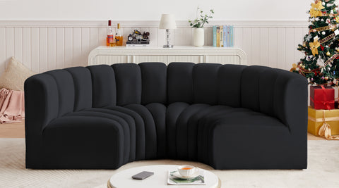 Briar Black 88 Velvet Upholstered Modular Sectional, 4-Piece