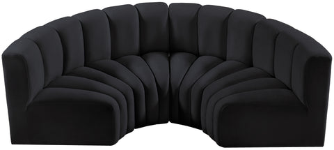 Briar Black 88 Velvet Upholstered Modular Sectional, 4-Piece
