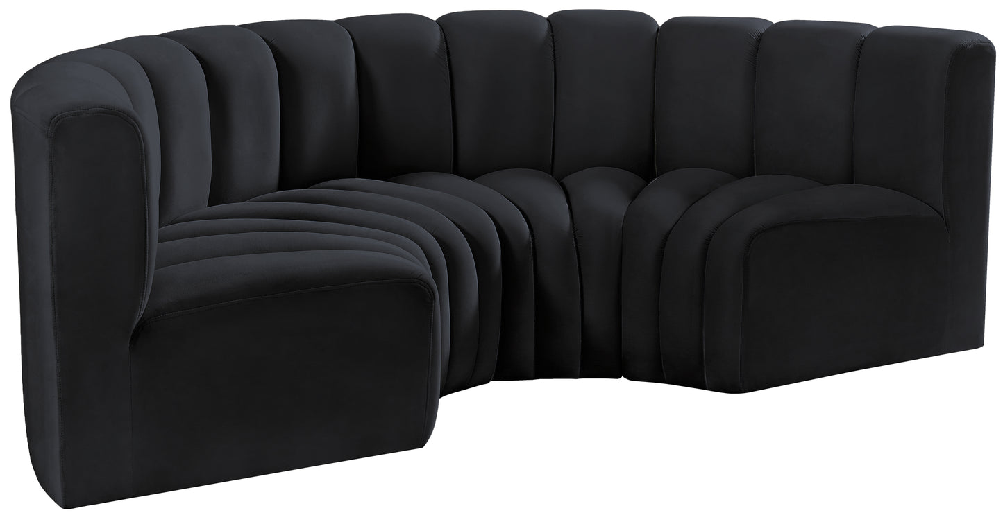 zara black velvet modular sofa s4c