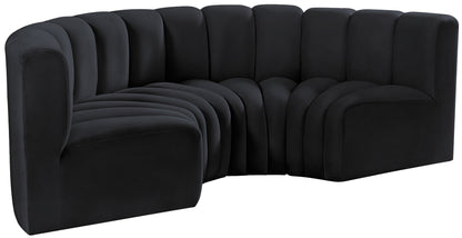 Zara Black Velvet Modular Sofa S4C