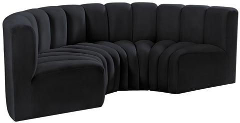Briar Black 88 Velvet Upholstered Modular Sectional, 4-Piece