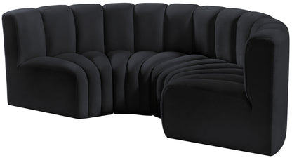 Zara Black Velvet Modular Sofa S4C