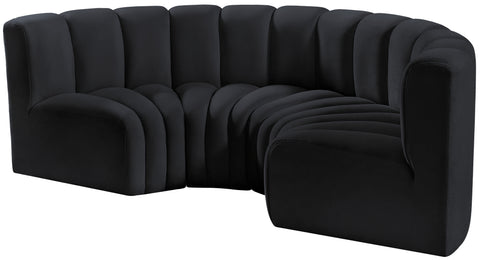 Briar Black 88 Velvet Upholstered Modular Sectional, 4-Piece