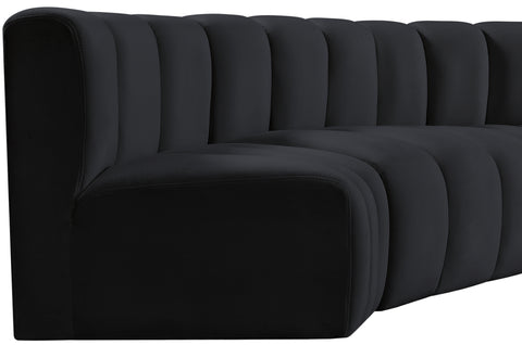 Briar Black 88 Velvet Upholstered Modular Sectional, 4-Piece