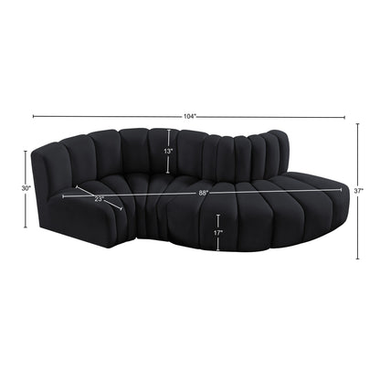 Zara Black Velvet Modular Sofa S4D