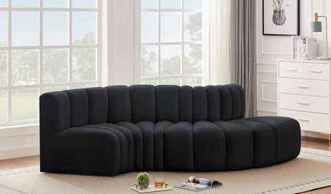 Briar Black 104 Velvet Upholstered Modular Sectional, 4-Piece