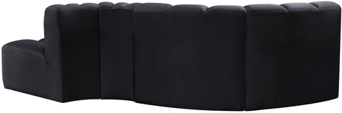 Briar Black 104 Velvet Upholstered Modular Sectional, 4-Piece