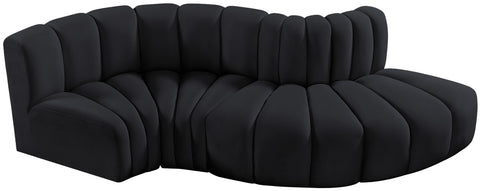 Briar Black 104 Velvet Upholstered Modular Sectional, 4-Piece