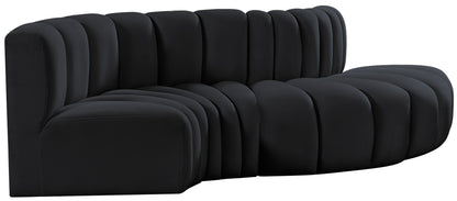 Zara Black Velvet Modular Sofa S4D