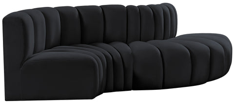 Briar Black 104 Velvet Upholstered Modular Sectional, 4-Piece