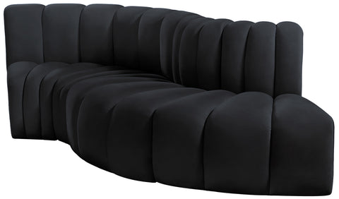 Briar Black 104 Velvet Upholstered Modular Sectional, 4-Piece