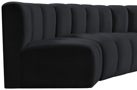 Briar Black 104 Velvet Upholstered Modular Sectional, 4-Piece